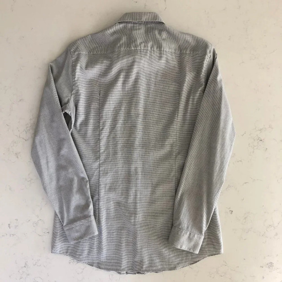 Boss Hugo Boss Isko Slim Fit Button Down Cotton Shirt Black + White Sz 16.5 NWOT - Picture 9 of 15